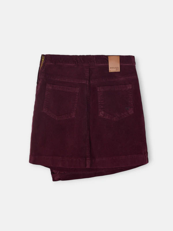 FALDA VOLANTE PANA GRANATE