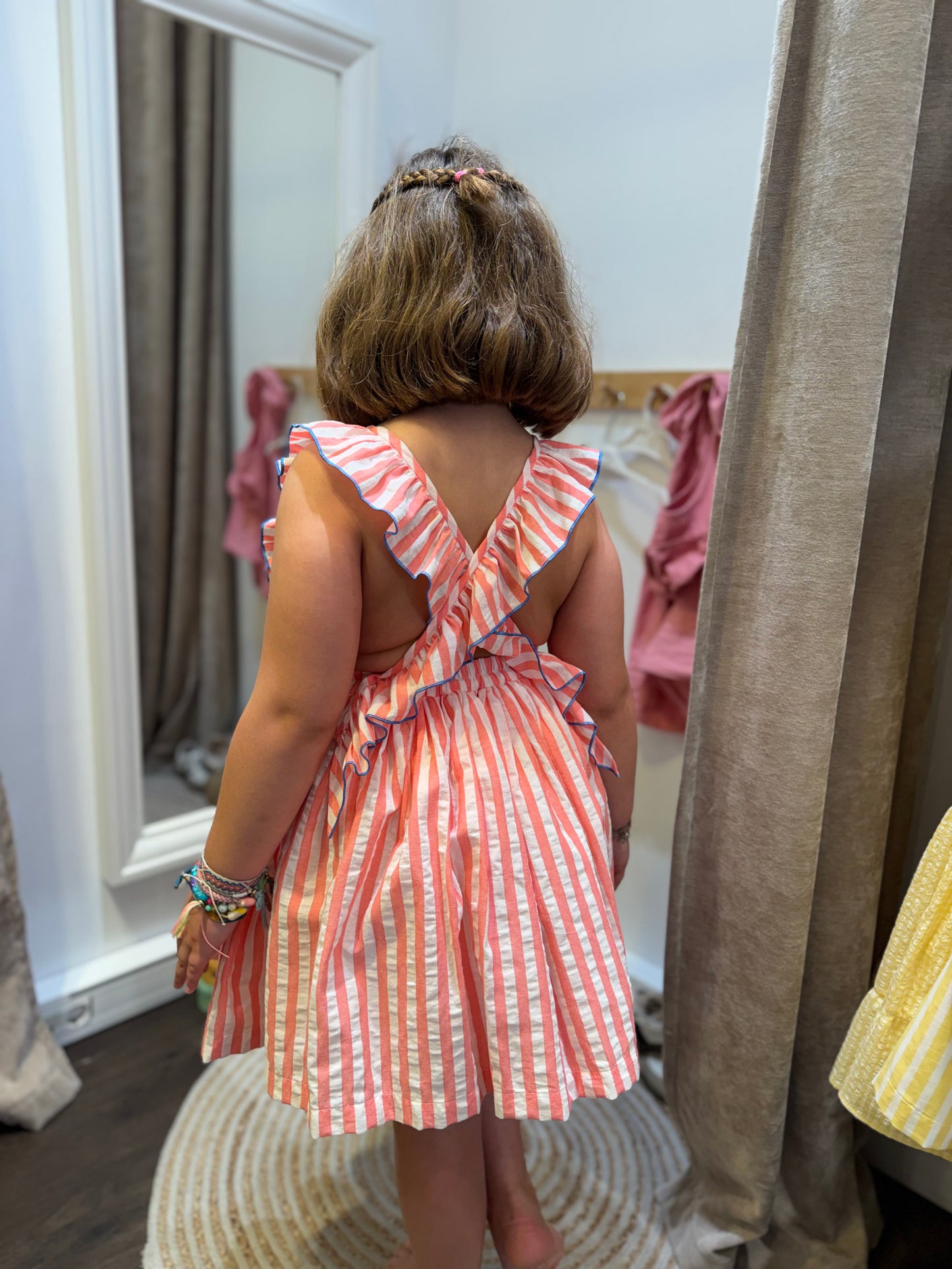 VESTIDO RAYAS FUCSIA
