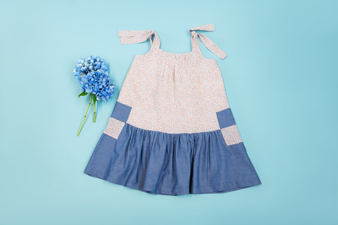 VESTIDO DENIM FLORES