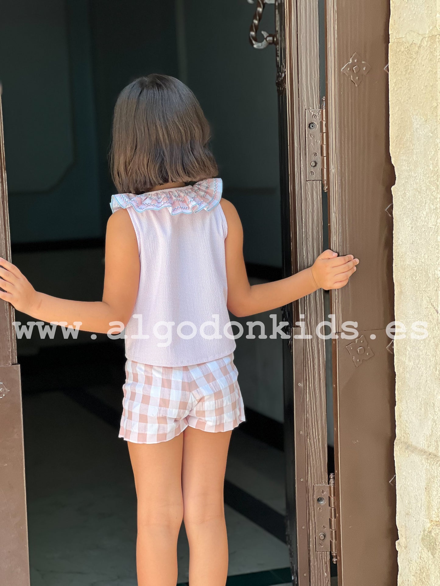 CONJUNTO VICHY SMOCK ROSA