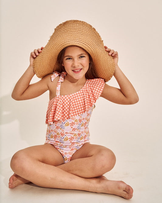 BAÑADOR VICHY NARANJA NIÑA