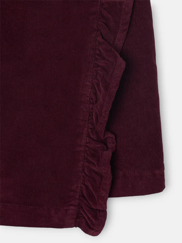 FALDA VOLANTE PANA GRANATE