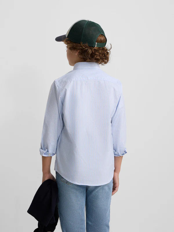 CAMISA OXFORD RAYAS CELESTE