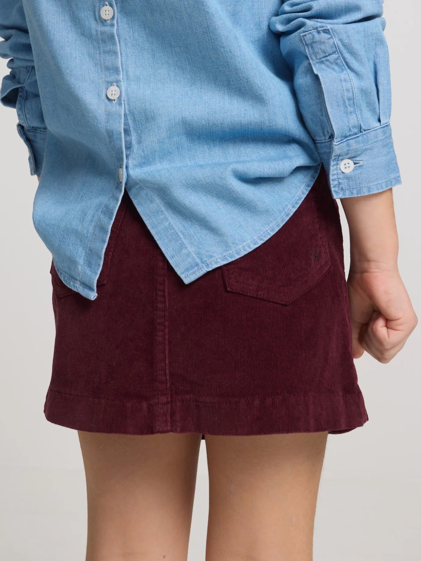 FALDA VOLANTE PANA GRANATE