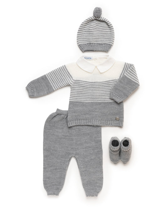 CONJUNTO GRIS RAYAS