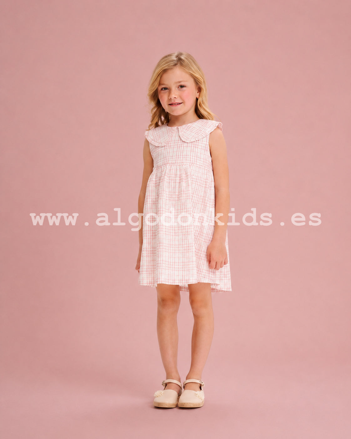 VESTIDO CUADROS ROSA BABY DOLL