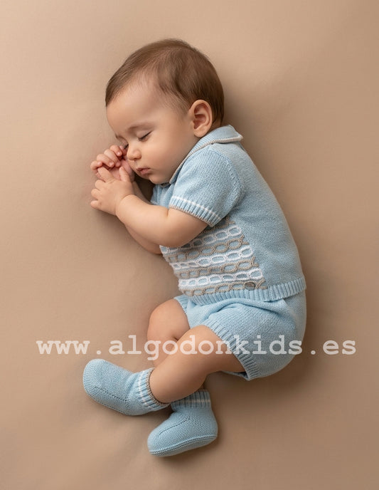 CONJUNTO HILO AZUL/TOSTADO