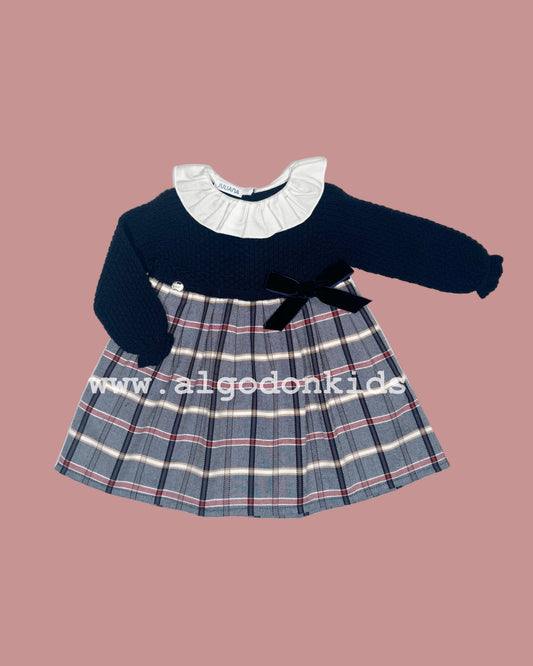 VESTIDO CUADROS MARINO