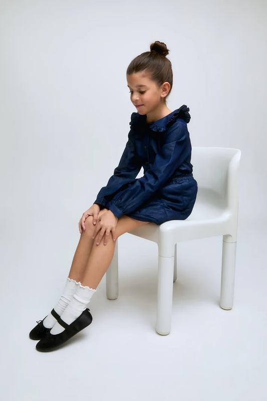 CAMISA DENIM CUELLO VOLANTE