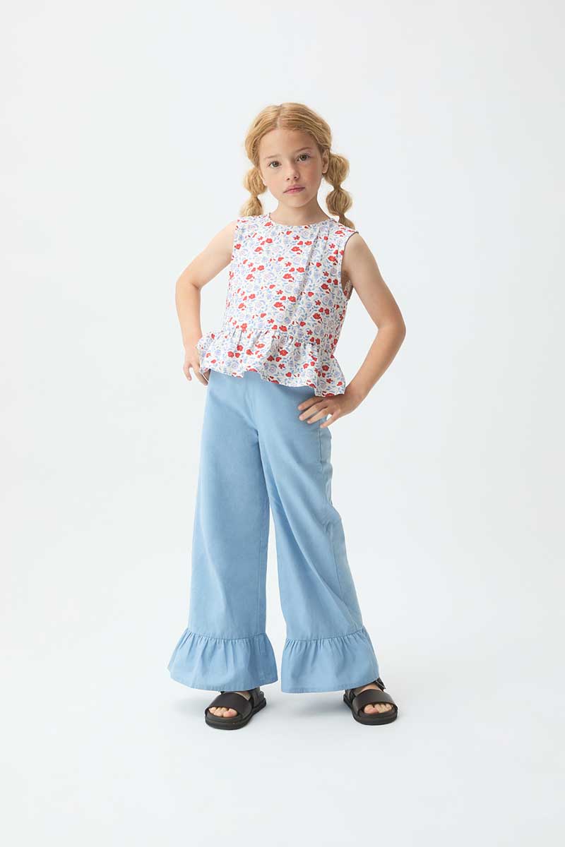 PANTALON VOLANTE AZUL DENIM