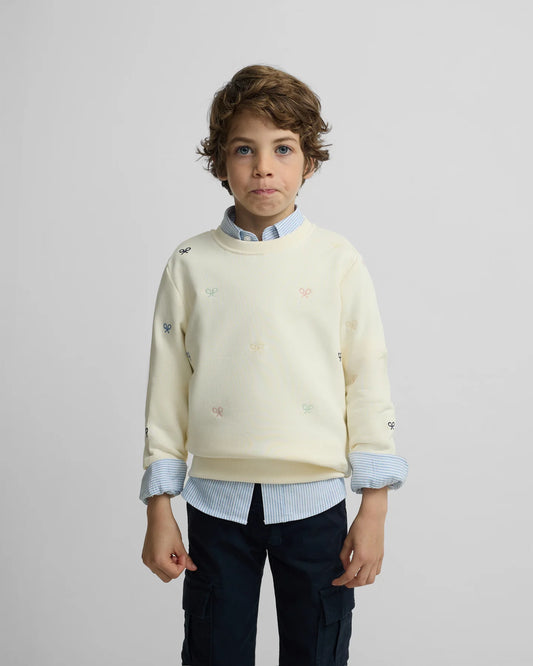 SUDADERA CREMA LOGOS