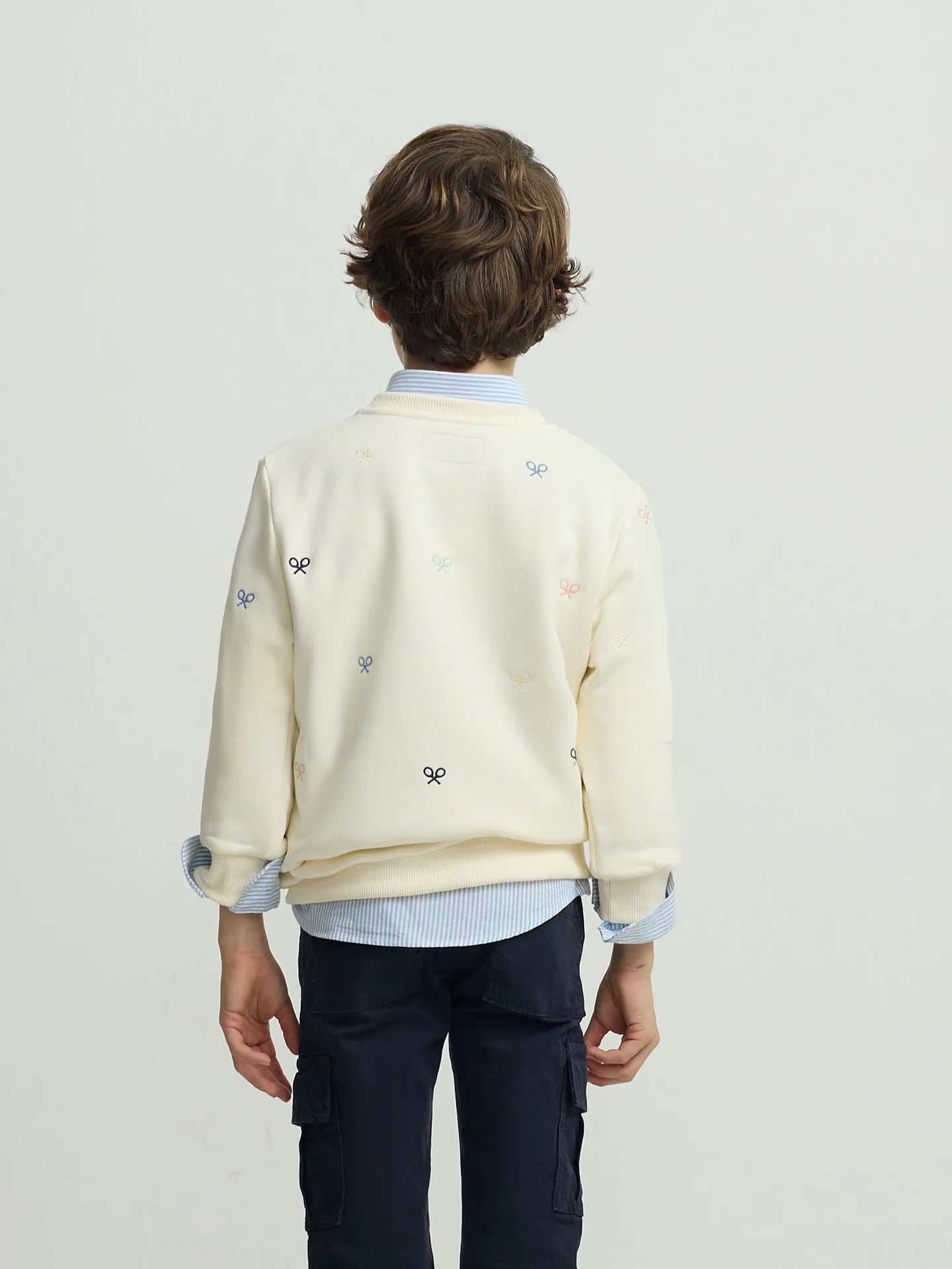 SUDADERA CREMA LOGOS