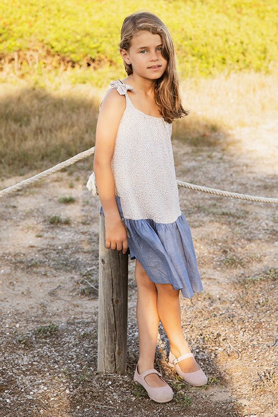 VESTIDO DENIM FLORES
