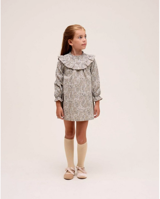 VESTIDO VOLANTE FLORAL VERDE