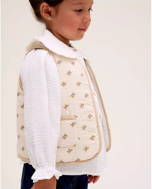 CHALECO FLORES MOSTAZA