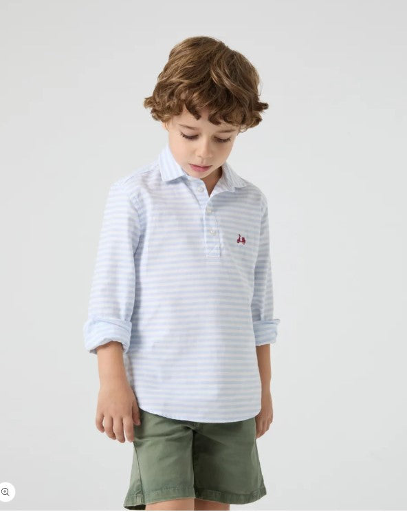CAMISA POLERA CELESTE RAYAS