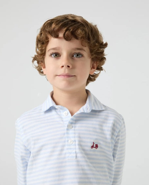 CAMISA POLERA CELESTE RAYAS