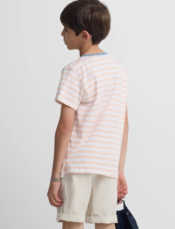 CAMISETA RIBETE RAYAS NARANJA