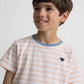 CAMISETA RIBETE RAYAS NARANJA
