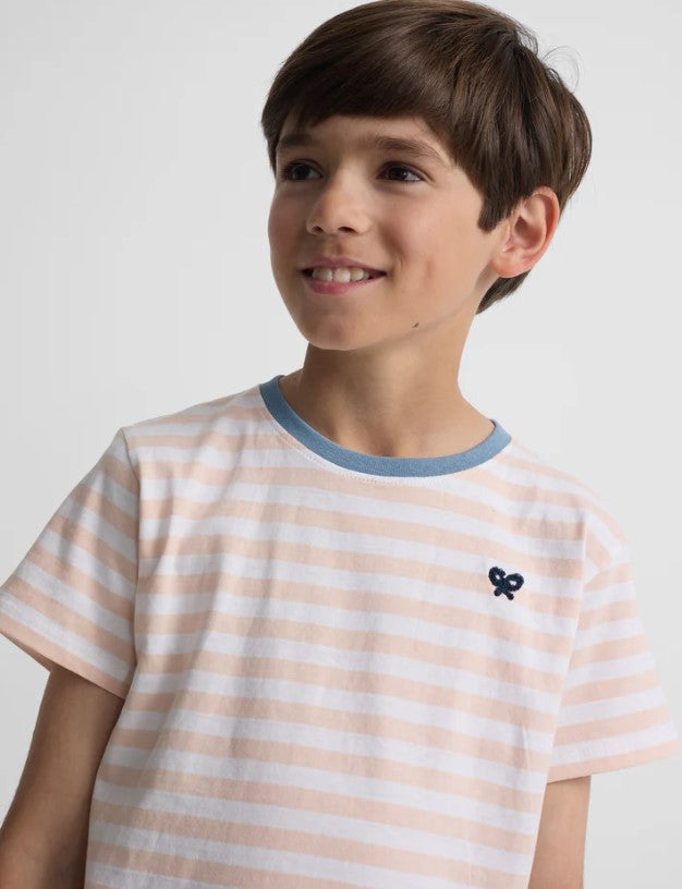 CAMISETA RIBETE RAYAS NARANJA