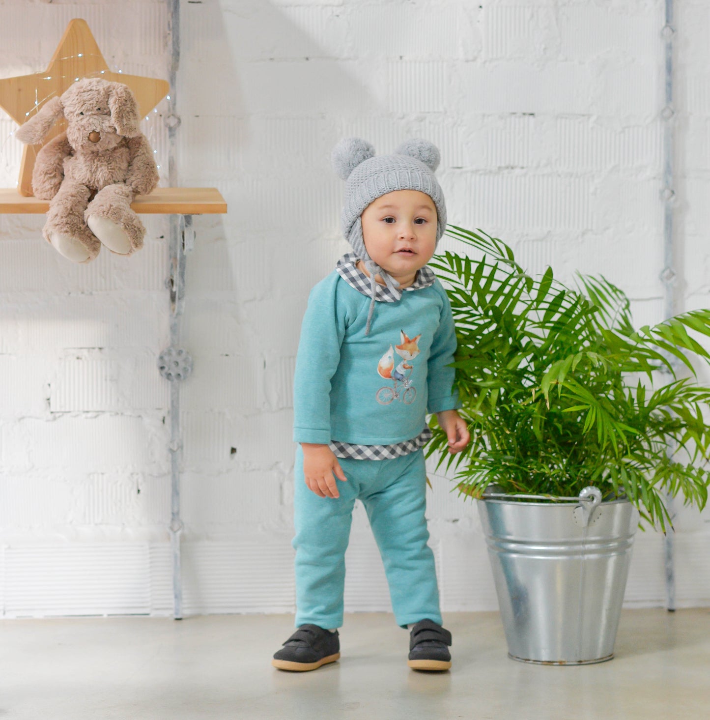 CONJUNTO FELPA TURQUESA NIÑO