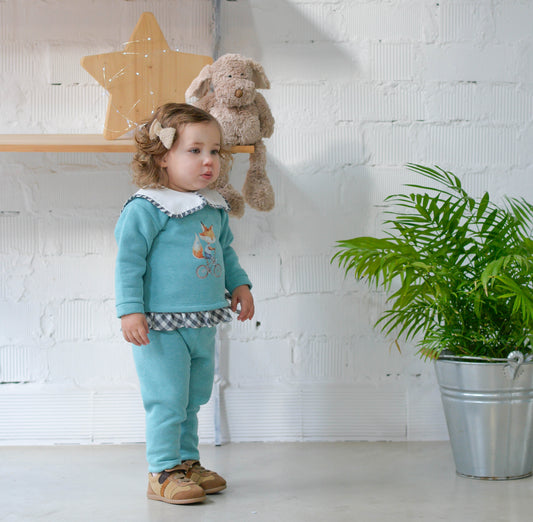 CONJUNTO FELPA TURQUESA NIÑA