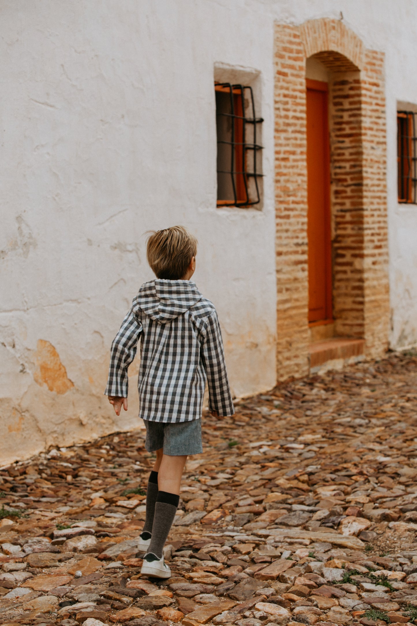CAMISA CAPUCHA CUADROS AZUL