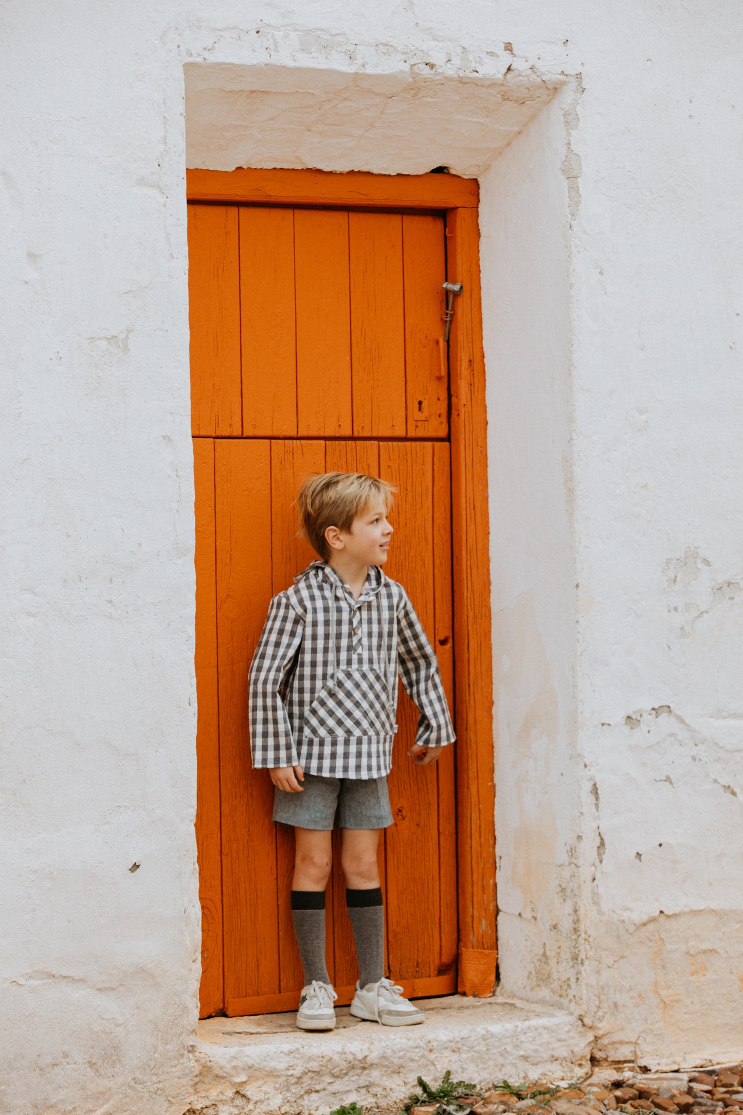 CAMISA CAPUCHA CUADROS AZUL