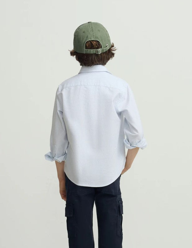 POLERA RAYAS VERTICALES CELESTE