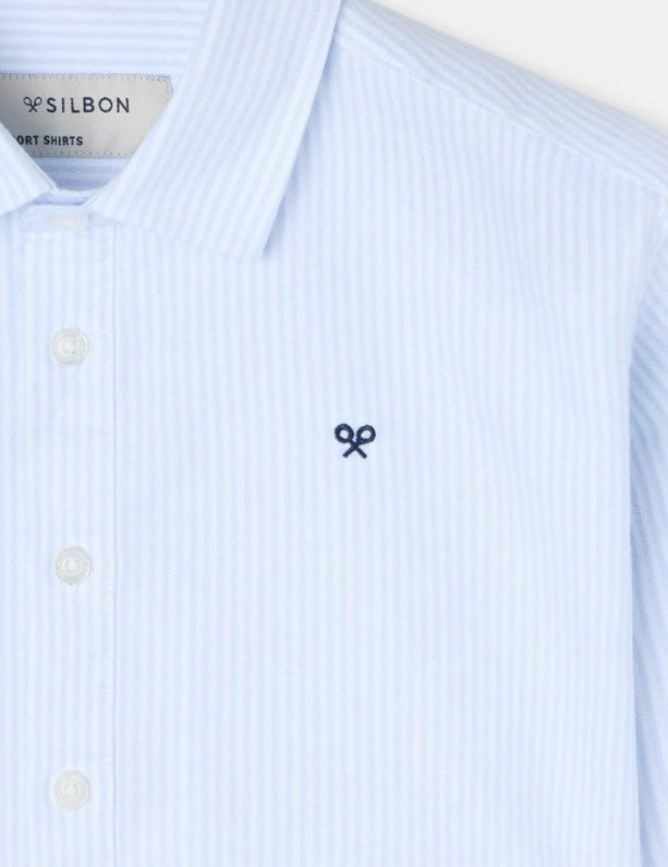 POLERA RAYAS VERTICALES CELESTE