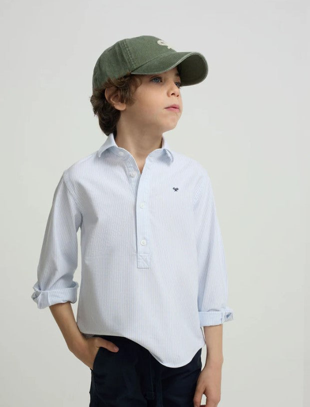 POLERA RAYAS VERTICALES CELESTE