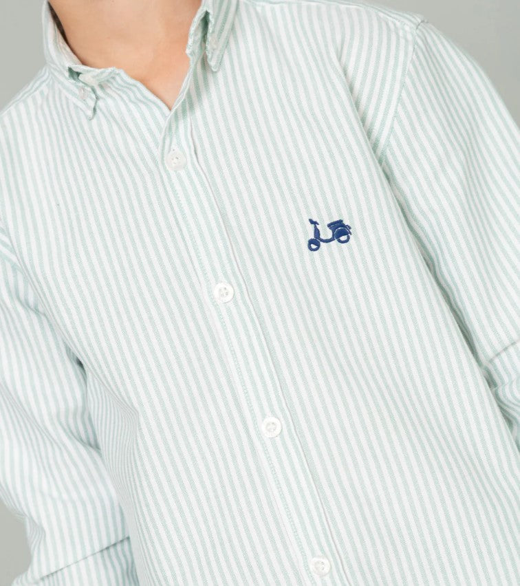 CAMISA OXFORD RAYAS VERDE