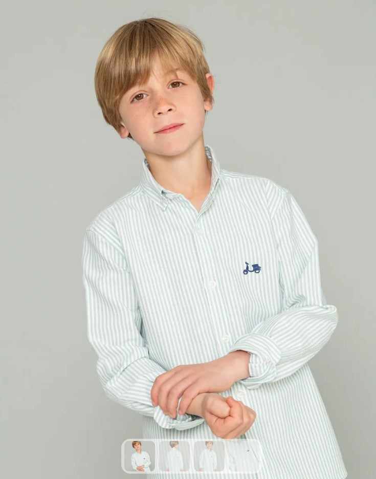 CAMISA OXFORD RAYAS VERDE