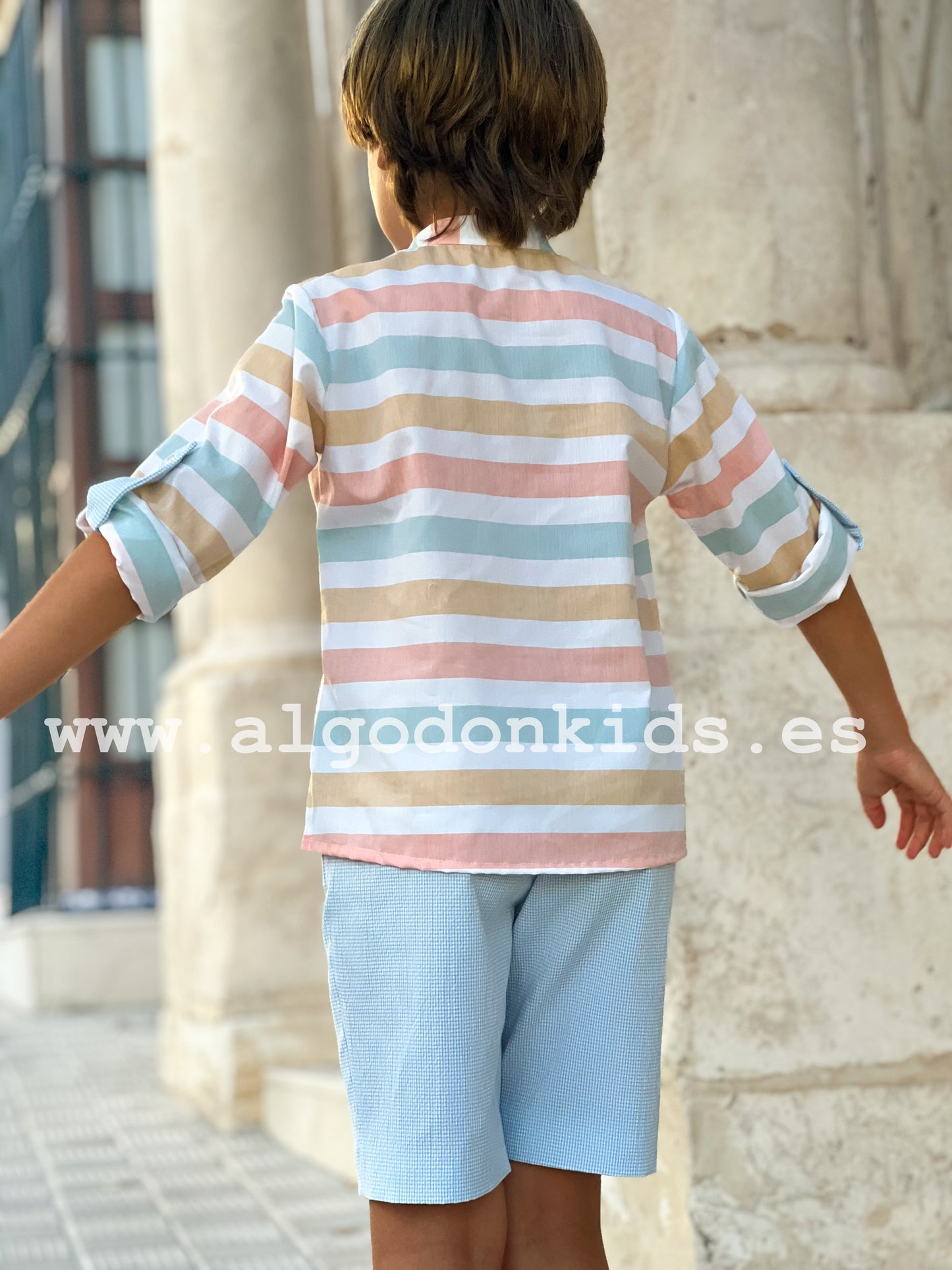 CONJUNTO RAYAS MELOCOTÓN NIÑO