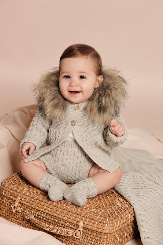 CONJUNTO TRENZADO BEIGE PELO