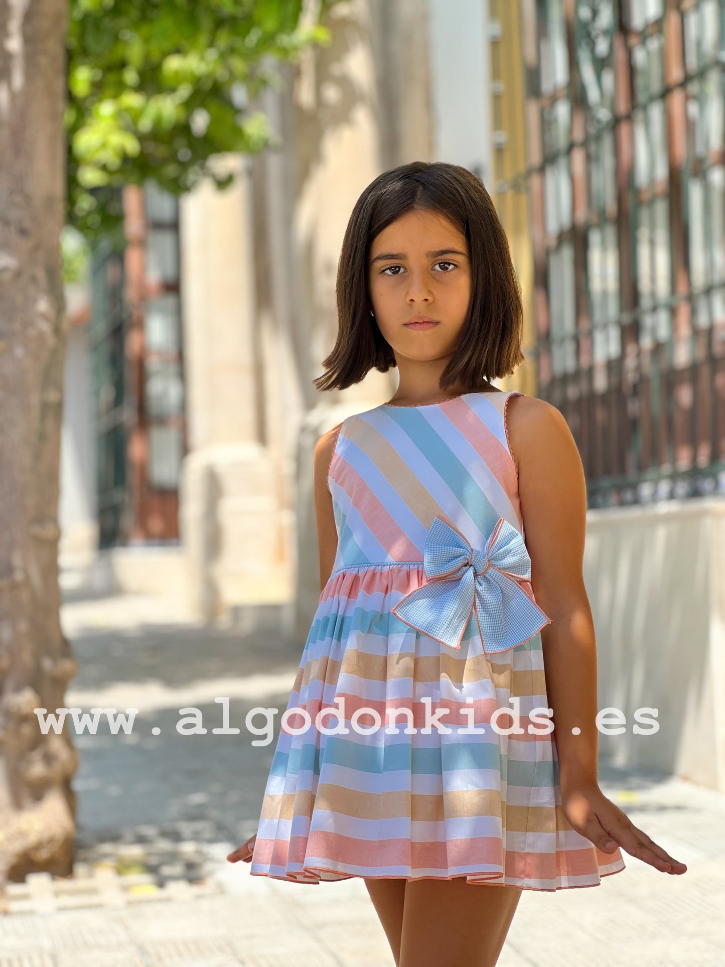 VESTIDO RAYAS MELOCOTÓN