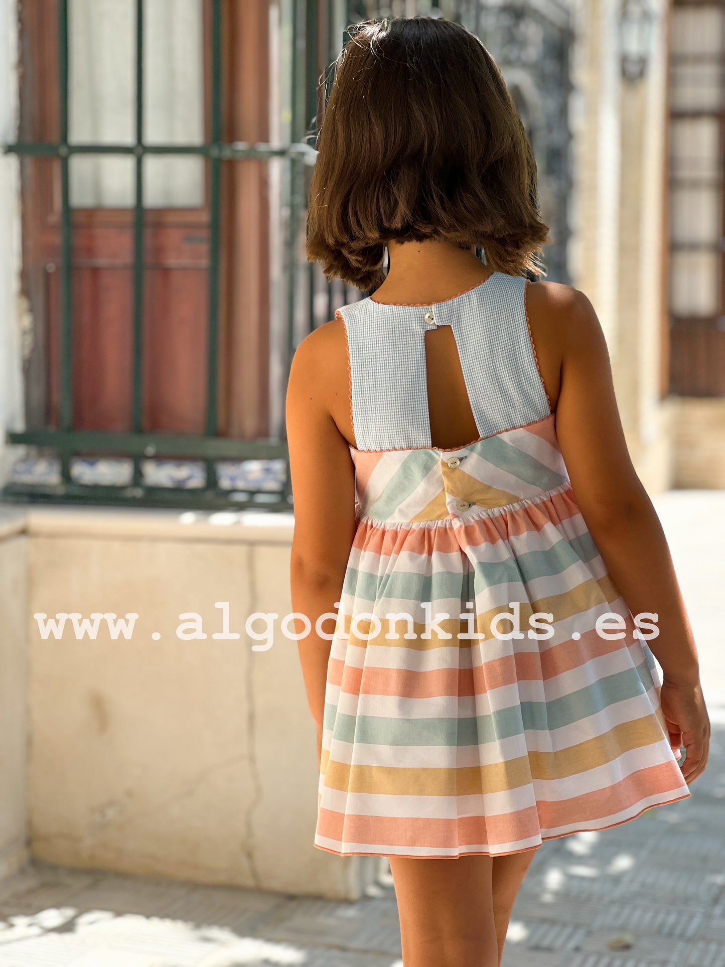 VESTIDO RAYAS MELOCOTÓN