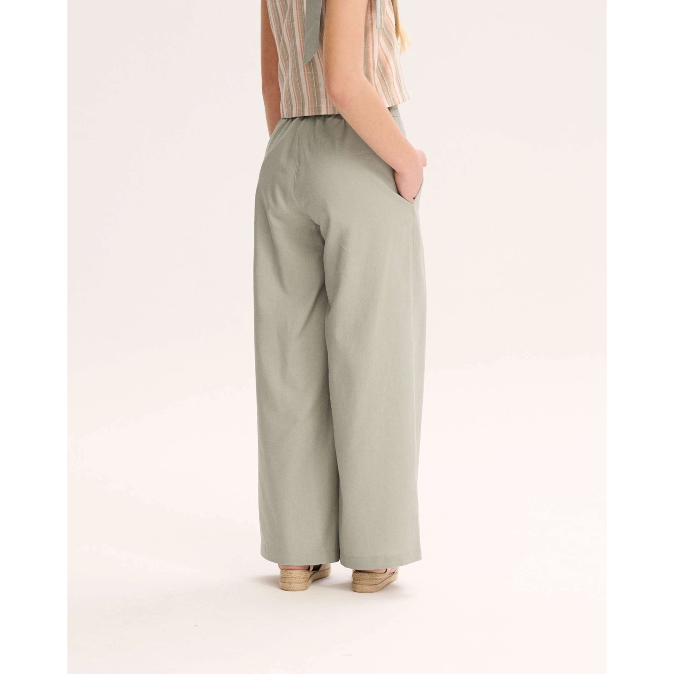 CONJUNTO TOP RAYAS SALMÓN -VERDE