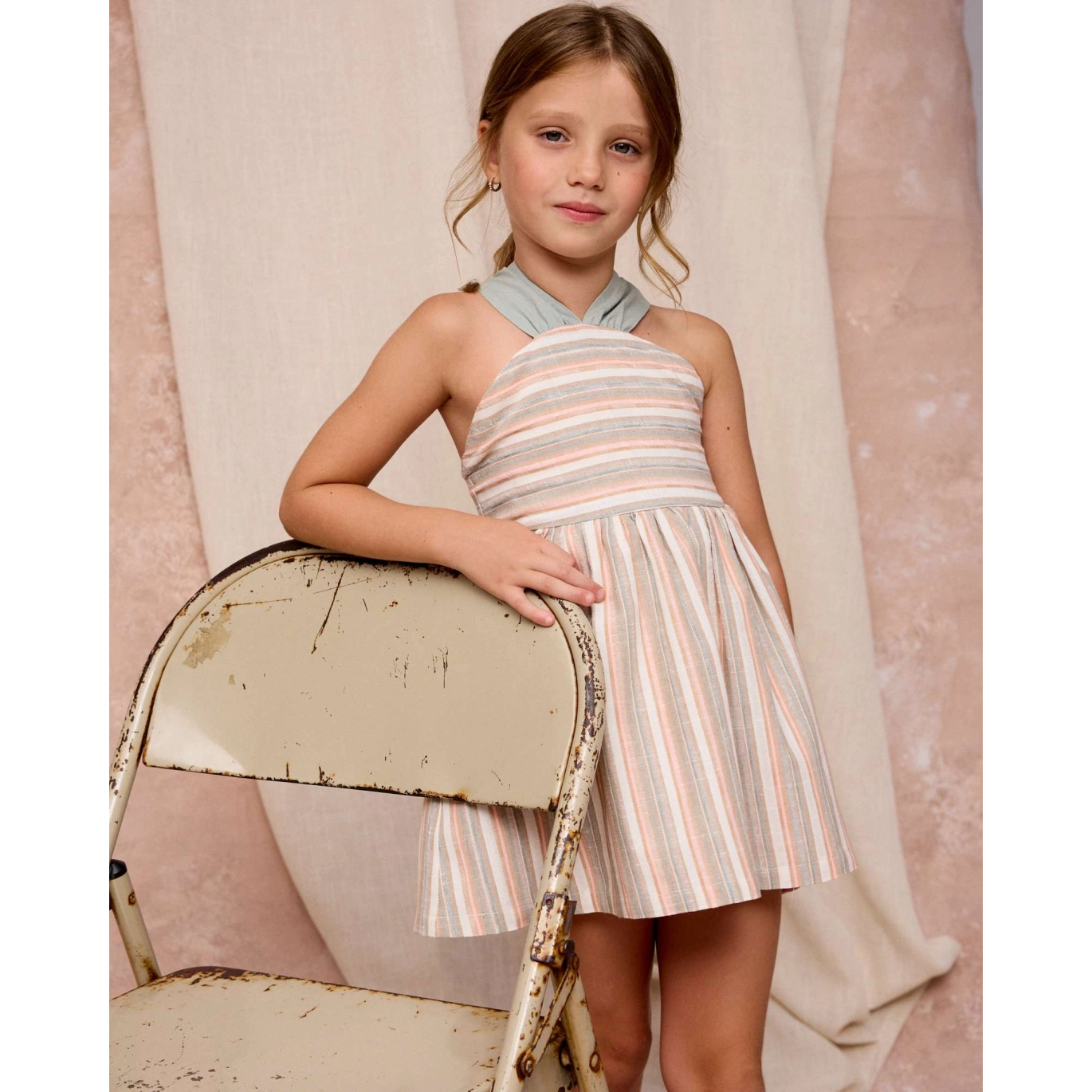 VESTIDO RAYAS SALMON - VERDE