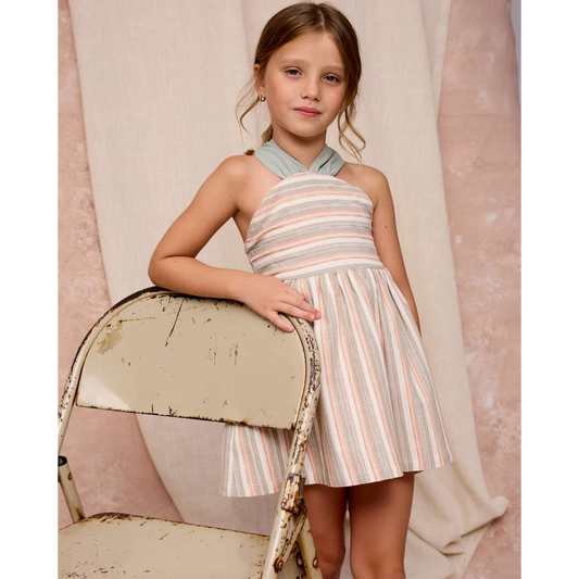 VESTIDO RAYAS SALMON - VERDE