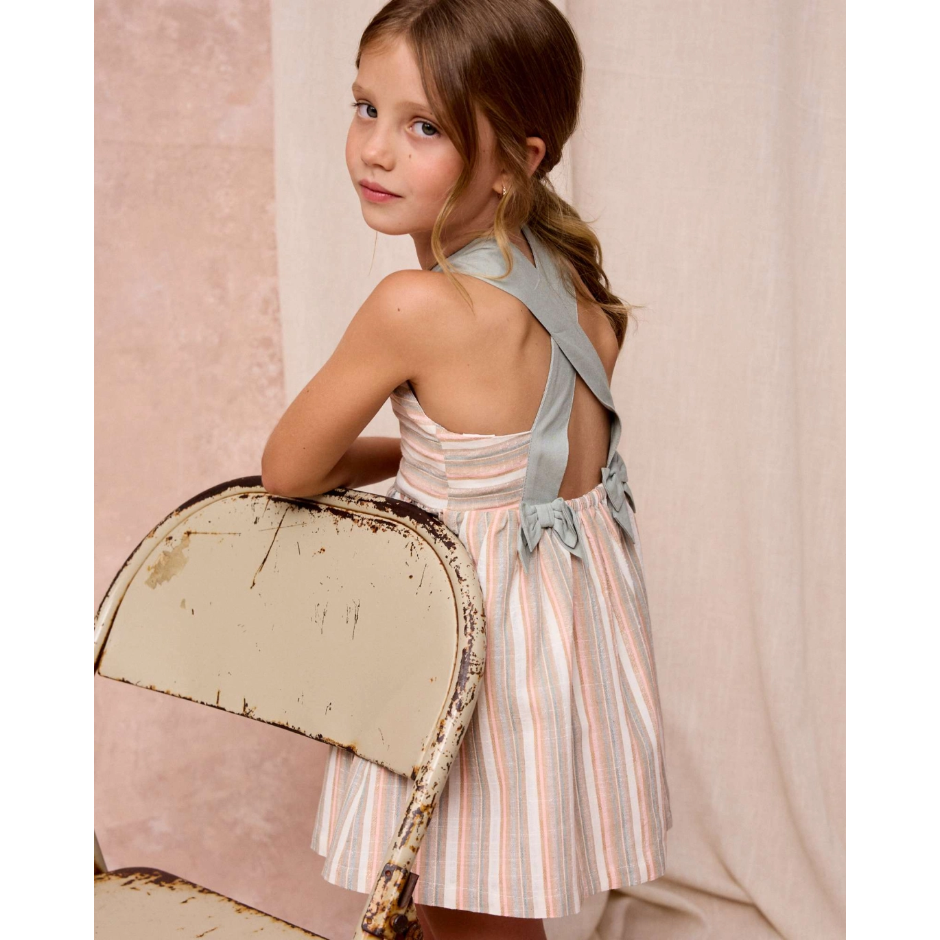 VESTIDO RAYAS SALMON - VERDE