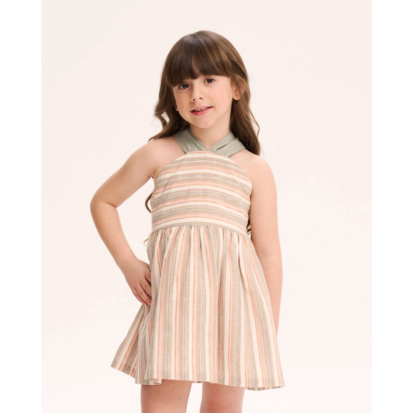 VESTIDO RAYAS SALMON - VERDE